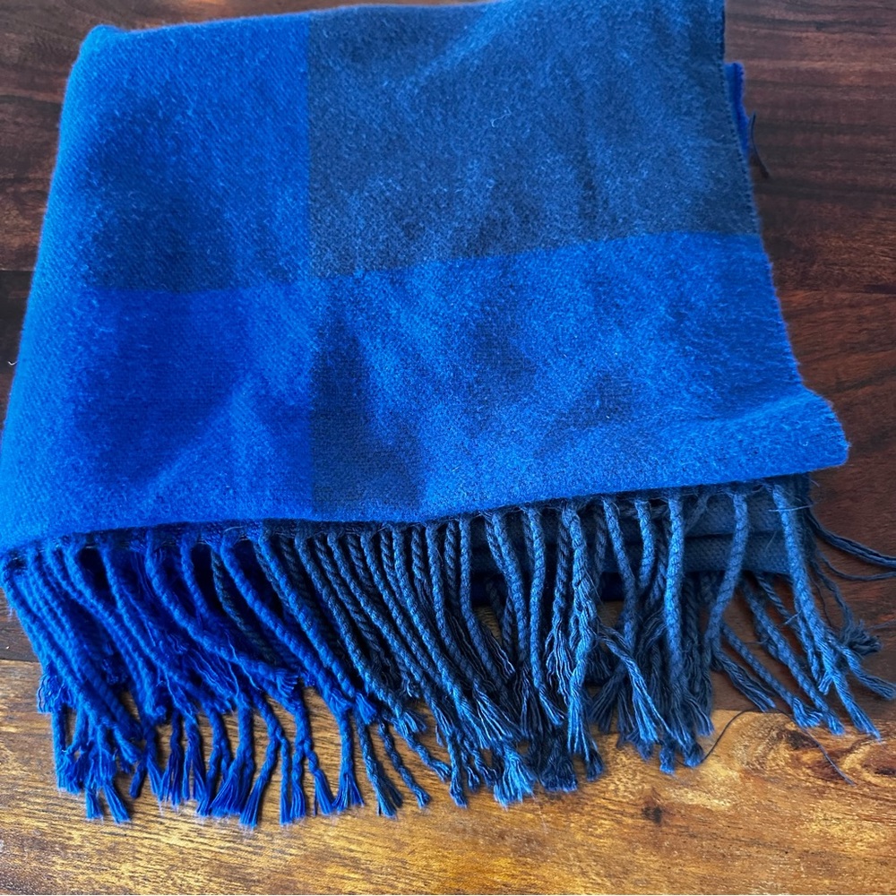 Plaid fringe cashmere scarf